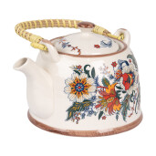 Ceainic si infuzor ceramica multicolora Flowers 18x14x12 cm, 800 ml