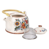 Ceainic si infuzor ceramica multicolora Flowers 18x14x12 cm, 800 ml