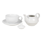 Set ceainic ceasca ceramica alba 17x16x13 cm, 350 ml, 250 ml