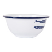 Bol metal alb albastru Pesti 14x7 cm, 350 ml