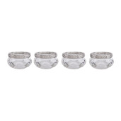 Set 4 suporturi lumanari sticla transparenta metal argintiu 6x3 cm