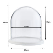 Platou decorativ lemn alb cupola sticla 22x23 cm