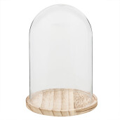 Platou decorativ lemn natur sticla transparenta 17x25 cm