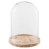 Platou decorativ lemn natur sticla transparenta 23x29 cm