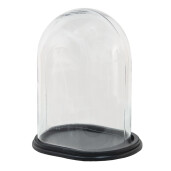 Platou decorativ lemn negru cupola sticla 23x17x27 cm