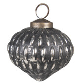 Set 6 globuri brad Craciun sticla negru argintiu 7x7 cm