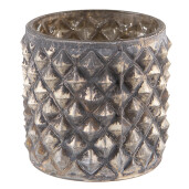 Suport lumanare sticla neagra aurie 8x8 cm