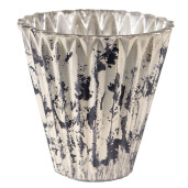 Suport lumanare sticla bej gri 10x10 cm 