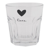 Set 6 pahare sticla transparenta neagra Love 8x8 cm, 180 ml