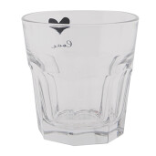 Set 6 pahare sticla transparenta neagra Love 8x8 cm, 180 ml