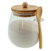 Borcan sticla bambus 12x11x13 cm, 660 ml
