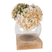 Set 3 vase flori sticla lemn 20x20x20 cm