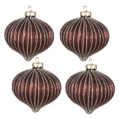 Set 4 globuri brad Craciun sticla visinie 8x8 cm