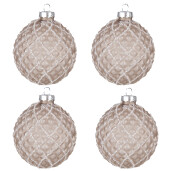 Set 4 globuri sticla maro deschis Craciun 8x8 cm