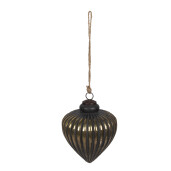 Set 4 globuri sticla neagra aurie Craciun 14x13 cm