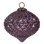 Set 6 globuri sticla violet Craciun 13x11 cm