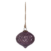 Set 6 globuri sticla violet Craciun 13x11 cm