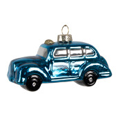 Set 12 ornamente brad sticla albastra Masinuta 9x4x5 cm