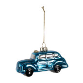 Set 12 ornamente brad sticla albastra Masinuta 9x4x5 cm
