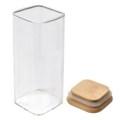 Set 2 borcane sticla lemn 6x6x15 cm
