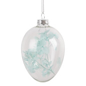 Set 6 oua decorative Paste sticla flori albastre 7x10 cm