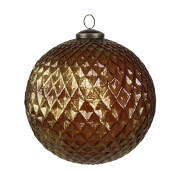 Set 4 globuri brad Craciun sticla aurie 15x15 cm
