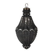Set 3 globuri brad Craciun sticla neagra 11x22 cm