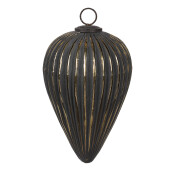 Set 2 globuri brad Craciun sticla neagra aurie 15x26 cm