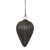 Set 2 globuri brad Craciun sticla neagra aurie 15x26 cm