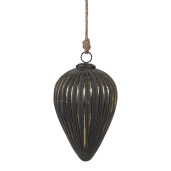 Set 4 globuri brad Craciun sticla neagra aurie 14x20 cm