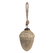 Set 3 globuri brad Craciun sticla aurie 15x21 cm