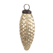 Set 4 globuri brad Craciun sticla aurie 5x4x10 cm