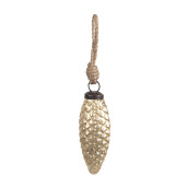 Set 4 globuri brad Craciun sticla aurie 5x4x10 cm