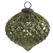 Set 4 globuri brad Craciun sticla verde 15x15 cm