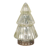 Brad Craciun sticla metal auriu cu led 8x14 cm
