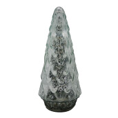 Brad Craciun sticla argintie cu led 11x24 cm