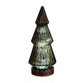 Brad Craciun sticla verde metal maro cu led 13x23 cm