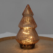 Brad Craciun sticla metal cupru cu led 13x23 cm