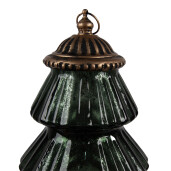 Brad Craciun sticla verde metal cupru cu led 16x22 cm
