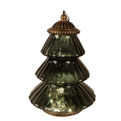 Brad Craciun sticla verde metal cupru cu led 16x22 cm