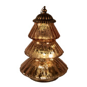 Brad Craciun sticla metal cupru cu led 16x22 cm