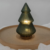 Brad Craciun sticla verde metal maro led 13x23 cm