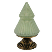 Brad Craciun metal sticla verde cu led 10x18 cm