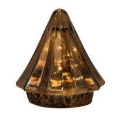 Brad Craciun sticla metal auriu cu led 14x16 cm 