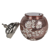 Candela cu led sticla roz alba metal argintiu 11x15 cm