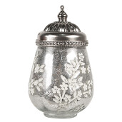 Candela cu led sticla metal argintiu 9x15 cm