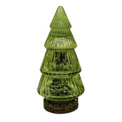 Brad Craciun metal sticla verde cu led 8x16 cm