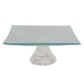 Platou servire sticla transparenta 15x15x7 cm