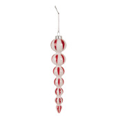 Set 2 ornamente brad Craciun sticla alba rosie 4x18 cm