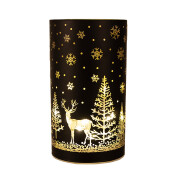 Candela Craciun sticla neagra aurie cu led 8x12 cm